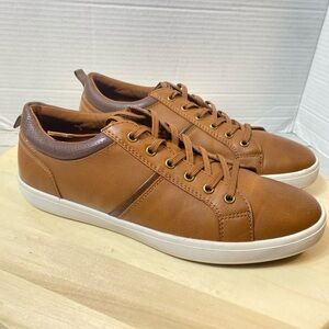ALDO MENS CASUAL FAUX LEATHER SNEAKERS SHOES LACE UP BROWN 8